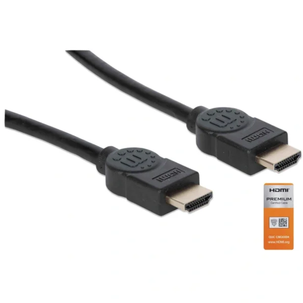Cable HDMI MANHATTAN 355353 / De Alta Velocidad / 4K A 60Hz / Macho A Macho / Blindado / 3M / Color Negro - Image 1