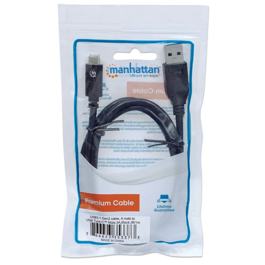 Cable USB MANHATTAN 353373 / USB 3.0 A USB-C / Macho A Macho / 1 M ...