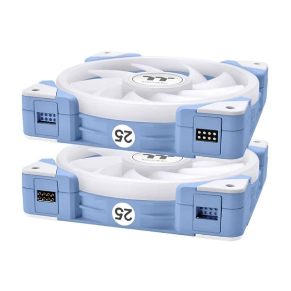 Kit de 3 Ventiladores THERMALTAKE SWAFAN EX14 / 140MM / ARGB SYNC / Conexión Magnética / Aspas Reversibles / 2000 RPM / 81.6 CFM / 34.5 dB-A / 4Pin 12V, 3Pin 5V / Azul/Blanco - Image 2