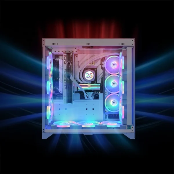 Kit de 3 Ventiladores THERMALTAKE SWAFAN EX14 / 140MM / ARGB SYNC / Conexión Magnética / Aspas Reversibles / 2000 RPM / 81.6 CFM / 34.5 dB-A / 4Pin 12V, 3Pin 5V / Azul/Blanco - Image 5