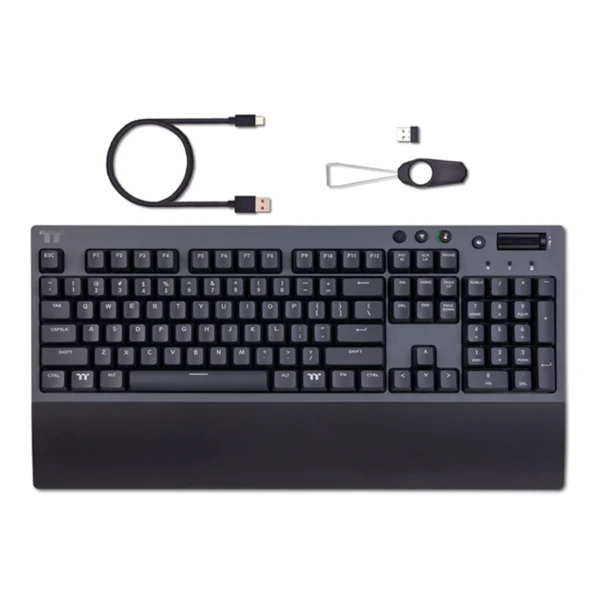 Teclado Mecánico Gamer THERMALTAKE W1 WIRELESS / Switch Cherry Mx Red / Inalámbrico 2.4GHZ, Bluetooth, USB-C / Anti-Ghosting / Negro - Image 6