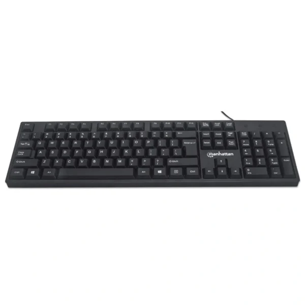 Teclado MANHATTAN 179324 / Alámbrico / Conexión USB / Cable 1.3 M / 104 Teclas / Inglés / Negro - Image 1