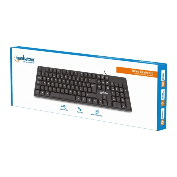 Teclado MANHATTAN 179324 / Alámbrico / Conexión USB / Cable 1.3 M / 104 Teclas / Inglés / Negro - Image 6