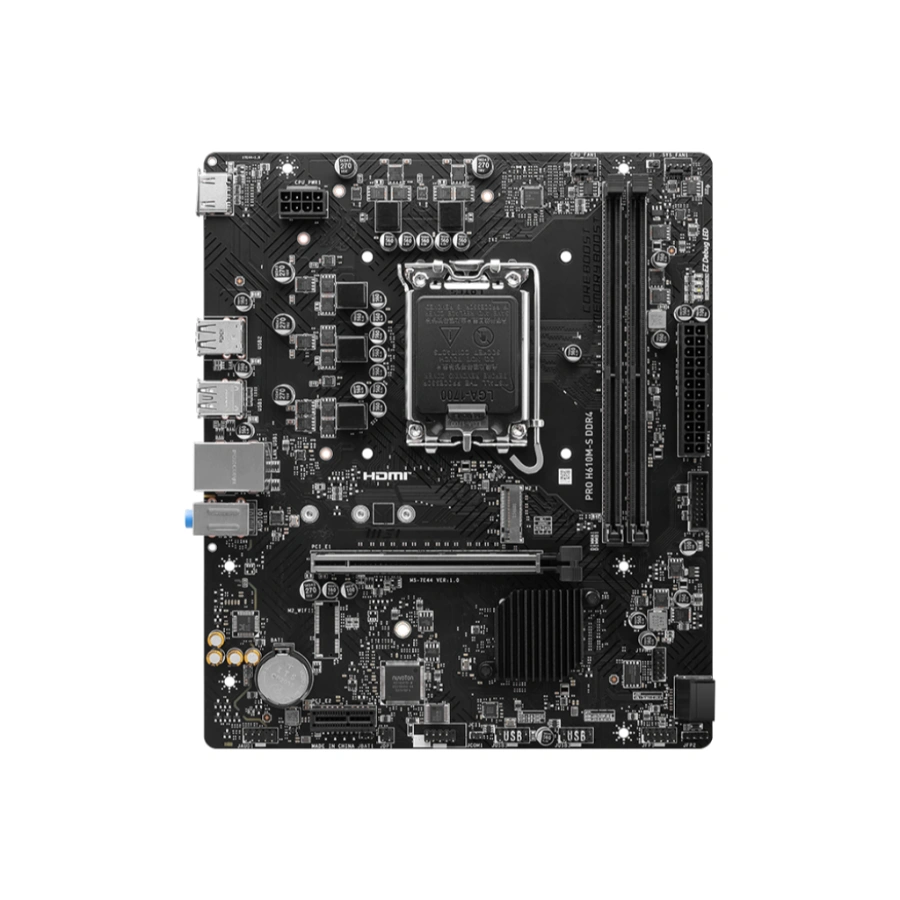 1024 (1) Tarjeta Madre MSI PRO H610M-S DDR4 / ATX / Intel LGA1700 / 64 GB X2 DDR4 3200 MHz / 1 ranuras PCI-E x16 / HDMI, USB 2.0, USB 3.2, USB-C, 3.5 MM, RJ-45 / Negro - Imagen 1