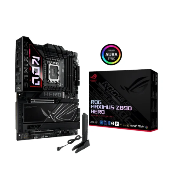 Tarjeta Madre ASUS ROG MAXIMUS Z890 HERO / ATX / LGA 1851 / 192 GB X4 DDR5 9200 MHz, XMP / X4 SATA / X3 M.2 PCIe 5.0 x4, X4 M.2 PCIe x4 / HDMI, USB, USB-C, 3.5 MM / Wi-Fi 7 / BIOS Flashback / Aura Sync / Negro - Image 1