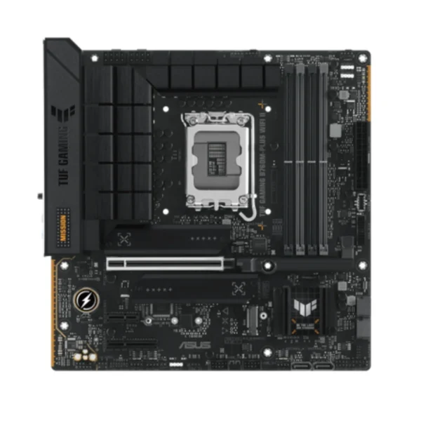 Tarjeta Madre ASUS TUF GAMING B760M-PLUS WIFI II / Micro-ATX / Intel LGA1700 / X4 DIMM Máx. 192 GB DDR5 7800 MHz / 1 Ranura PCIe 5.0 x 16 / HDMI, USB 2.0, 3.5 MM, RJ-45, DP - Image 1