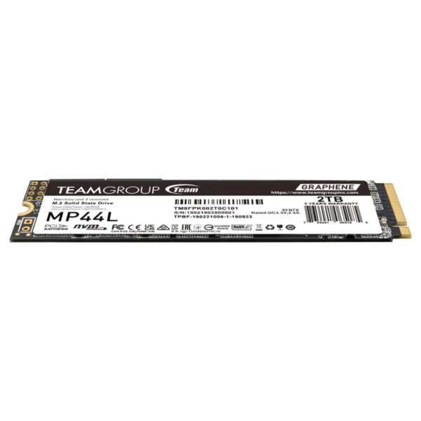 Unidad SSD M.2 NVME TEAMGROUP MP44L / 2TB / 2280 / NVMe M.2 / PCIe 4.0 x4 / Lectura 4800 MB/s, Escritura 4400 MB/s / Retail / Color Negro - Image 3