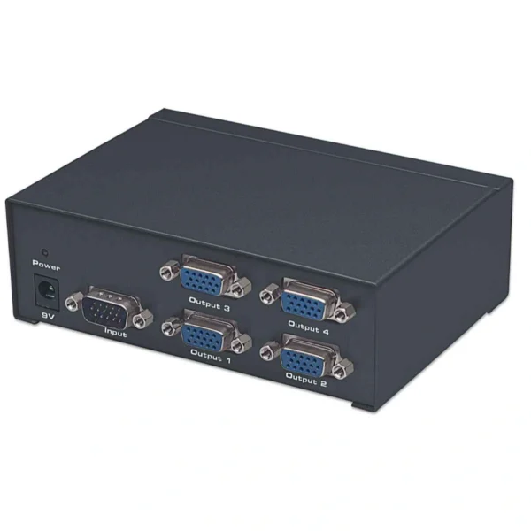 Video Splitter Profesional MANHATTAN 207348 / X1 VGA IN, X4 VGA OUT / Macho A Hembra / Hasta 1080P FHD / Alta Definición / Color Negro - Image 4