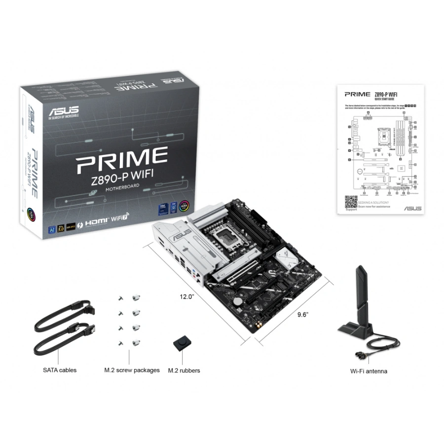 4 Tarjeta Madre ASUS PRIME Z890-P WIFI / ATX / LGA1851 / 192GB X4 DDR5 8666Mhz, XMP / X4 SATA / X1 M.2 PCIe 5.0 x4, X3 M.2 PCIe 4.0 x4 / HDMI, DP, USB, USB-C, 3.5 MM / Wi-Fi 7 / BIOS Flashback / Aura Sync / Blanco - Image 9