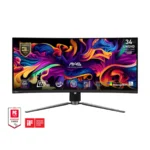 Monitor Gamer MSI MAG 341CQP QD-OLED / 34" / 3440X1440 / 175Hz / Panel QD-OLED / Curvo / 0.03MS / HDMI, DP, 3.5 MM, USB, USB-C / HDR / Montaje VESA / Adaptative Sync / Ultrawide / Anti-Flickering / Negro