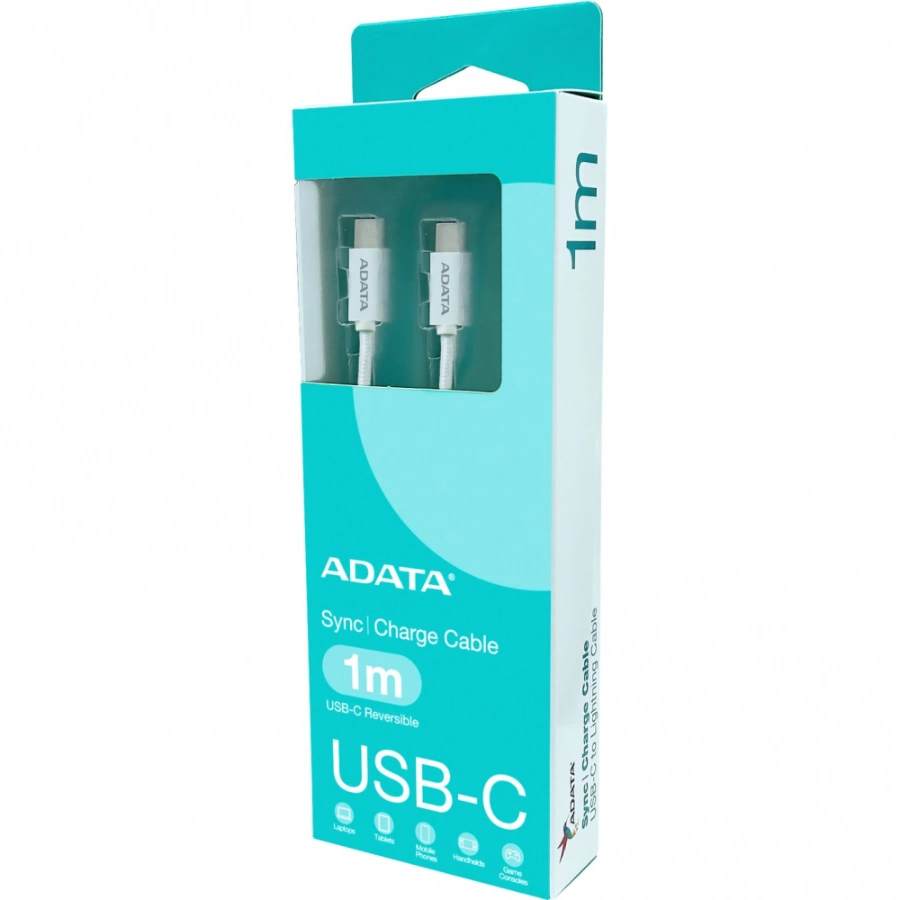 CP-ADATA-CACC-100PN-WH-5c371b Cable ADATA Tipo C / USB Tipo C A USB Tipo C / 1M / 100 W / Color Blanco - Image 1