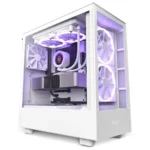 Gabinete NZXT H5 Elite / ATX / Incluye 2 Ventiladores RGB + 1 Normal / Cristal Templado / USB 3.2, 3.5 mm / Blanco