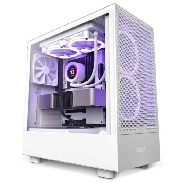 Gabinete NZXT H5 Flow / ATX / 2 Ventiladores Incluidos / Cristal Templado / USB 3.2, 3.5 mm / Frontal Perforado Para Alto Flujo De Aire / Blanco - Image 1