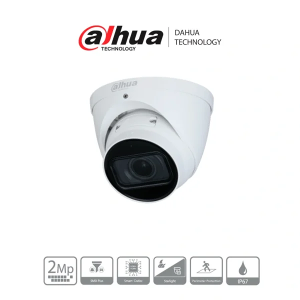 Cámara De Vigilancia IP DAHUA Domo / 2Mp / 1920 X 1080 Pixeles / H.265+ / Lente de 2.7-13.5mm / Ir De Luz 40 M / Ranura Para Micro SD / Exterior IP67 / Blanco - Image 1