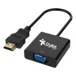 Adaptador De Video STYLOS TECH / VGA-HDMI / Con Audio 3.5mm / Macho A Hembra / Negro