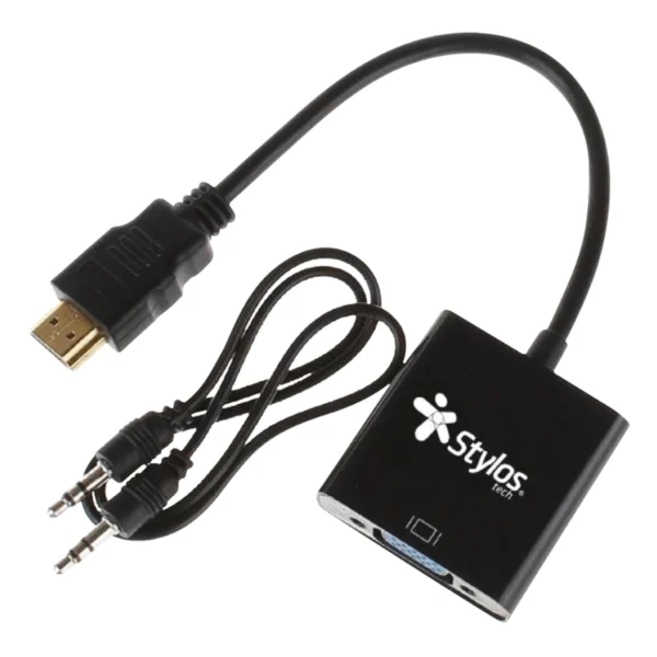Adaptador De Video STYLOS TECH / VGA-HDMI / Con Audio 3.5mm / Macho A Hembra / Negro - Image 2