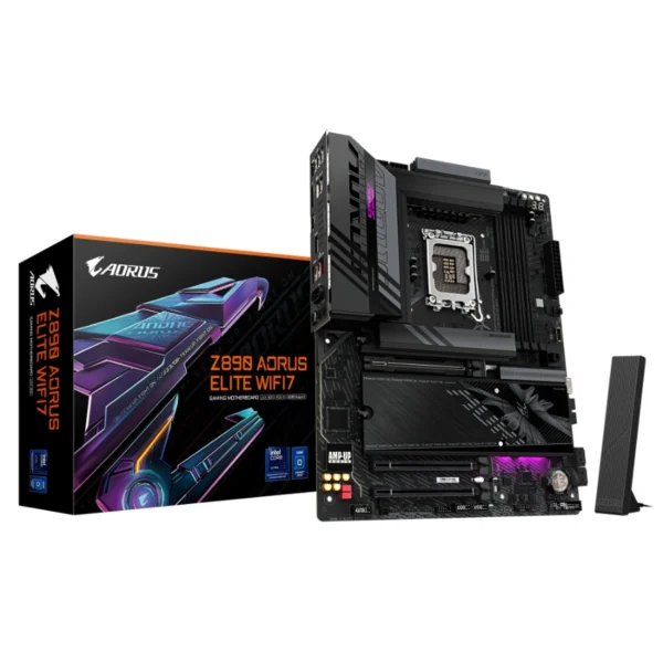 Tarjeta Madre GIGABYTE Z890 AORUS ELITE WIFI7 / ATX / Intel LGA1851 / 256 GB X4 DDR5 9200 MHz / 2 ranuras PCI Express x16 / X4 SATA / HDMI, USB, USB-C, 3.5 MM, RJ-45 / Negro - Image 5