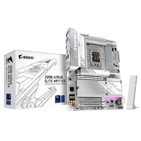 Tarjeta Madre GIGABYTE Z890 AORUS ELITE WIFI7 HIELO / ATX / Intel LGA1851 / 256 GB X4 DDR5 9200 MHz, XMP / 2 ranuras PCI Express x16 / HDMI, DP, USB, USB-C, 3.5 MM, RJ-45 / Blanco - Image 5