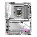 Tarjeta Madre GIGABYTE Z890 AORUS ELITE WIFI7 HIELO / ATX / Intel LGA1851 / 256 GB X4 DDR5 9200 MHz, XMP / 2 ranuras PCI Express x16 / HDMI, DP, USB, USB-C, 3.5 MM, RJ-45 / Blanco