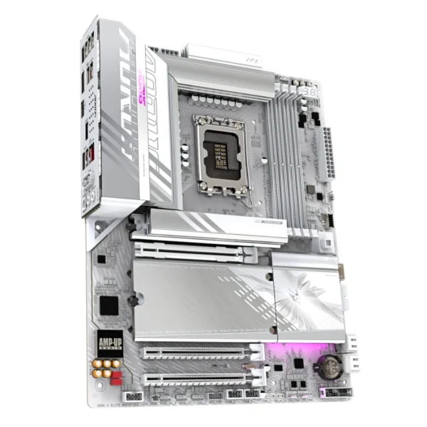 Tarjeta Madre GIGABYTE Z890 AORUS ELITE WIFI7 HIELO / ATX / Intel LGA1851 / 256 GB X4 DDR5 9200 MHz, XMP / 2 ranuras PCI Express x16 / HDMI, DP, USB, USB-C, 3.5 MM, RJ-45 / Blanco - Image 2