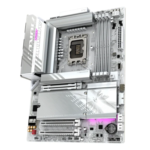 Tarjeta Madre GIGABYTE Z890 AORUS ELITE WIFI7 HIELO / ATX / Intel LGA1851 / 256 GB X4 DDR5 9200 MHz, XMP / 2 ranuras PCI Express x16 / HDMI, DP, USB, USB-C, 3.5 MM, RJ-45 / Blanco - Image 3