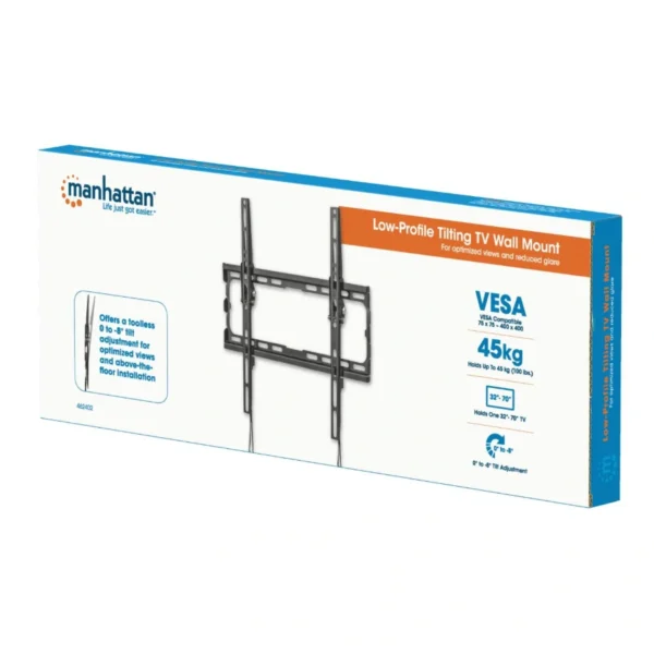Soporte De Pared MANHATTAN 462402 / Para Pantallas / 32" A 70" / VESA / Hasta 45Kg / Ultradelgado / Inclinación / Acero / Negro - Image 5