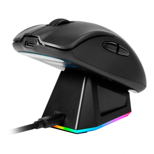 Mouse GAME FACTOR MOW800 RGB / Inalámbrico / 26 000 Dpi / USB, Bluetooth, 2.4 GHz / Sensor Pixart 3395 / Base Magnética / Negro - Image 1