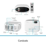 Proyector Multimedia STEREN PRO-400 / LED / 9000 Lúmenes / Full HD 1080P / HDMI, USB, Micro SD, 3.5mm / Incluye Control / Color Blanco - Image 3