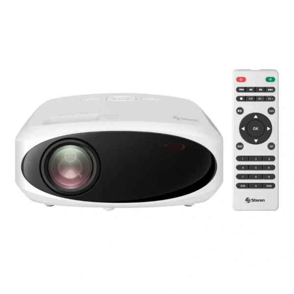 Proyector Multimedia STEREN PRO-400 / LED / 9000 Lúmenes / Full HD 1080P / HDMI, USB, Micro SD, 3.5mm / Incluye Control / Color Blanco - Image 1