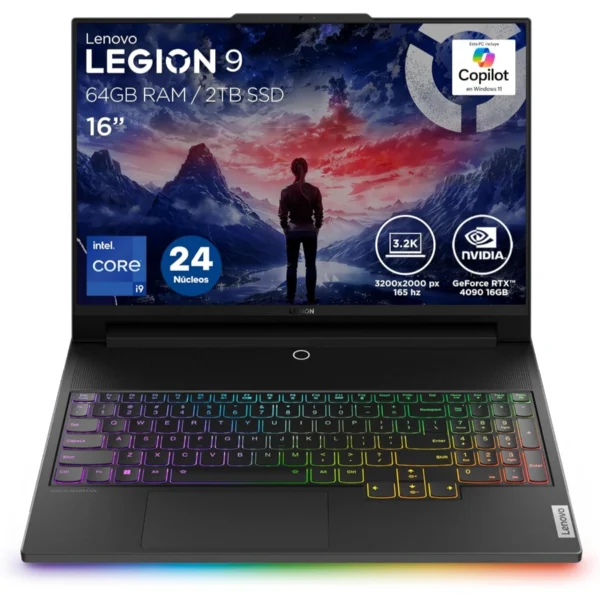 Laptop LENOVO LEGION 9 16IRX9 / 16” 165Hz / Intel Core i9-14900HX / Memoria Ram 64GB DDR5-5600MHz / 2TB SSD M.2  / NVIDIA GeForce RTX 4090 / Windows 11 Home / Español / Negro - Image 1