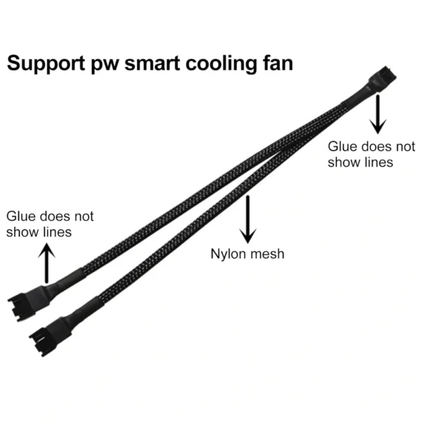 Cable Divisor Adaptador en Y de 4 Pines Para Ventilador, 15cm, Negro - Image 4