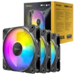 Kit De 3 Ventiladores Antec Tranquil 120 ARGB, 64.02 CFM, Led Multi, Controlador Incluido, PWM de 4 pines, Negro