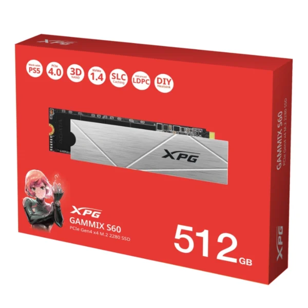 Unidad SSD M.2 NVMe XPG GAMMIX S60 / 512GB / PCIe 4.0 / 2280 / Lectura 4700MB/s / Escritura 1700MB/s - Compatible PS5 - Image 6