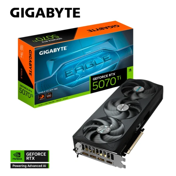 Tarjeta de Video GIGABYTE GeForce RTX 5070Ti EAGLE OC Edition SFF, 16GB GDDR7, 256 bits, PCI Express 5.0, 16 Pines *1, Negro - Image 1