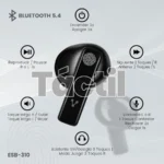 Audífonos Inalámbricos VORAGO ESB-310 - Micrófono Integrado, USB Tipo C, Bluetooth 5.4, Estuche de Carga, 6 Hrs de Reproducción, Negro - Touch - Image 7