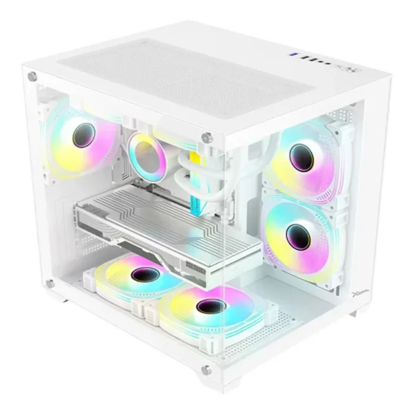 Gabinete XZEAL CUBO CXI2 – Micro-ATX, Cristal Templado, USB 3.0, 3 Vent. Argb Incluidos - Blanco - Image 1