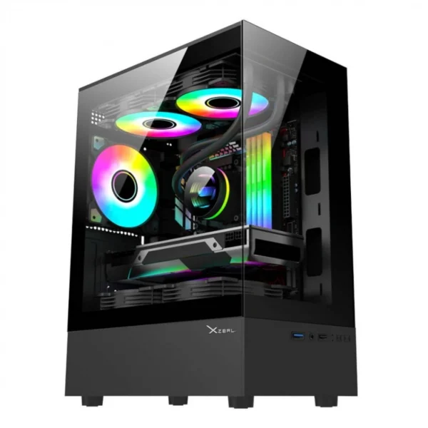 Gabinete XZEAL X-ZYNERGY – Micro-ATX, Cristal Templado, USB 3.0, 3 Vent. Rgb Incluidos - Negro - Image 1