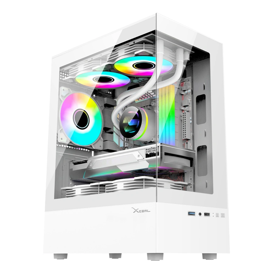 XZGAZNY1W111 Gabinete XZEAL X-ZYNERGY – Micro-ATX, Cristal Templado, USB 3.0, 3 Vent. Rgb Incluidos - Blanco - Image 1