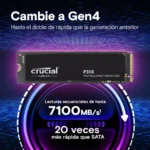 Unidad SSD M.2 NVME Crucial P310 1TB - 2280, 6000 MB/s Escritura, 7100 MB/s Lectura, PCI Express 4.0 - Image 6