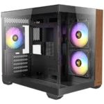 Gabinete ANTEC CX600M WOOD ARGB – Cristal Templado, 3 Ventiladores Incluidos, USB 3.0, 2.0, USB Tipo-C - Negro/Madera