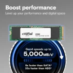 Unidad SSD M.2 NVME Crucial E100 1TB - M.2 2280, 3000 MB/s Escritura, 5000 MB/s Lectura, PCI Express 4.0 - Verde - Image 2