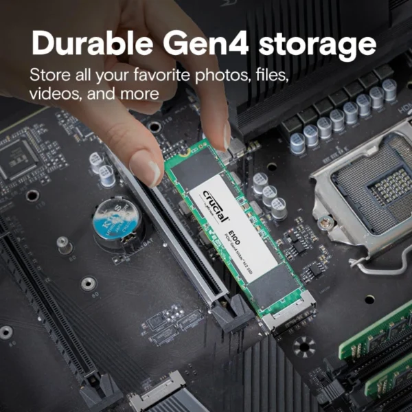 Unidad SSD M.2 NVME Crucial E100 1TB - M.2 2280, 3000 MB/s Escritura, 5000 MB/s Lectura, PCI Express 4.0 - Verde - Image 3