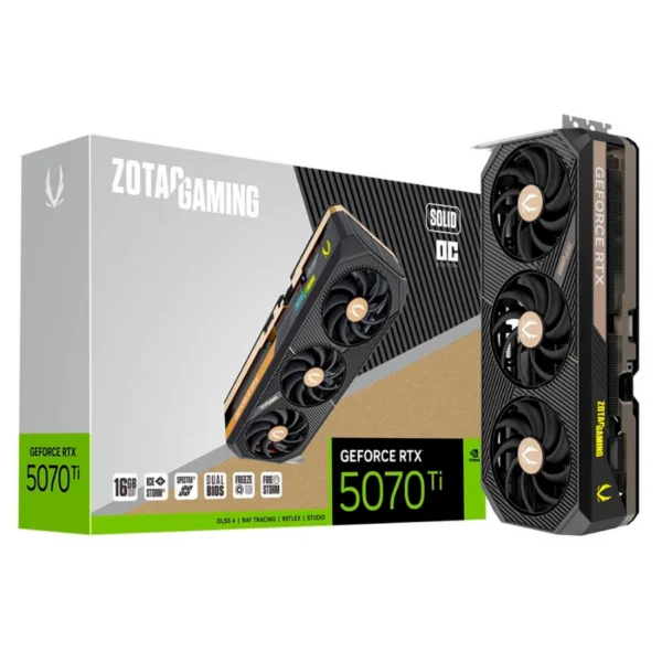 Tarjeta De Video ZOTAC RTX 5070 ti Solid OC - 16GB GDDR7, Núcleos CUDA 8960, 256 Bits, PCI Express 5.0, X2 6Pin – OpenGL®4.6 - Image 1