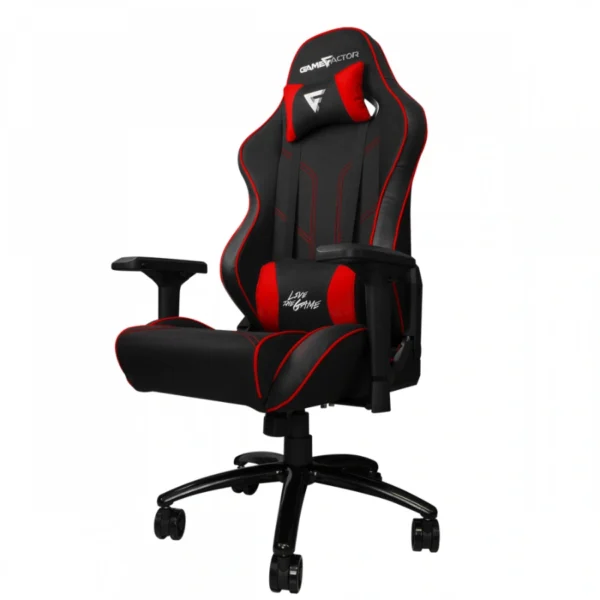 Silla Gamer Game Factor CGC600 V2 - Hasta 150Kg, Descansa Brazos 4D, Tela, Pistón De Gas Clase 4, Reclinable, Ergonómica, Negro/Rojo - Image 2