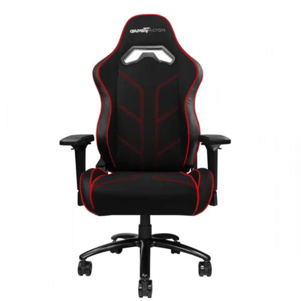 Silla Gamer Game Factor CGC600 V2 - Hasta 150Kg, Descansa Brazos 4D, Tela, Pistón De Gas Clase 4, Reclinable, Ergonómica, Negro/Rojo - Image 1