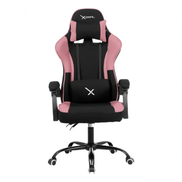 Silla Gamer Deportiva XZEAL XZ20 - Hasta 100Kg, Textil Ergonómico, Reclinable, Pistón C3, Acero, Soporte Lumbar, 165°, Rosa/Negro - Image 2