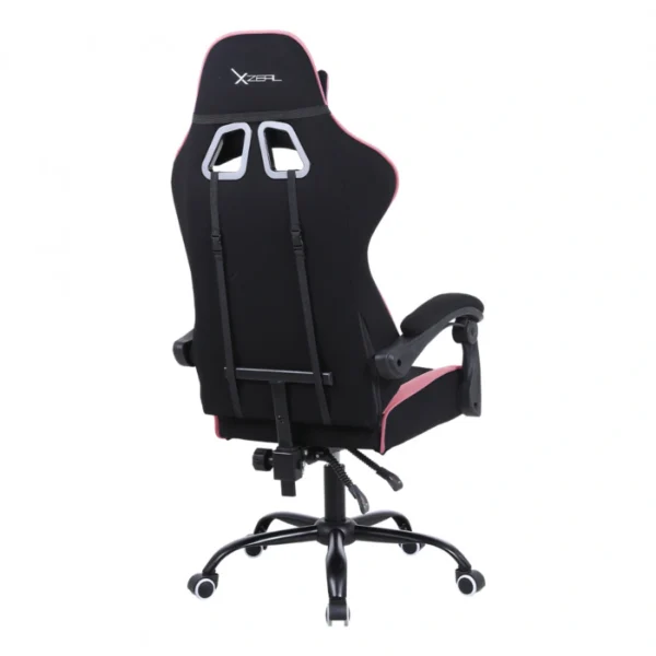 Silla Gamer Deportiva XZEAL XZ20 - Hasta 100Kg, Textil Ergonómico, Reclinable, Pistón C3, Acero, Soporte Lumbar, 165°, Rosa/Negro - Image 8