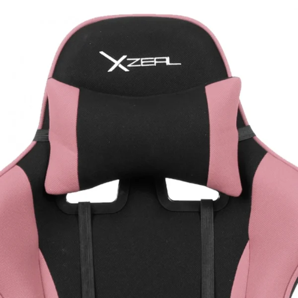 Silla Gamer Deportiva XZEAL XZ20 - Hasta 100Kg, Textil Ergonómico, Reclinable, Pistón C3, Acero, Soporte Lumbar, 165°, Rosa/Negro - Image 5