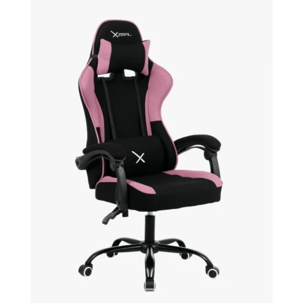 Silla Gamer Deportiva XZEAL XZ20 - Hasta 100Kg, Textil Ergonómico, Reclinable, Pistón C3, Acero, Soporte Lumbar, 165°, Rosa/Negro - Image 1