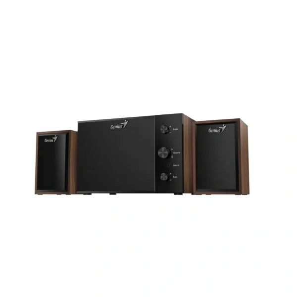 Bocinas GENIUS SW-2.1 350 - 15W RMS, Subwoofer, Alambrico, 2.1 Canales, Controlador De Volumen, 3.5mm - Cafe Madera - Image 1